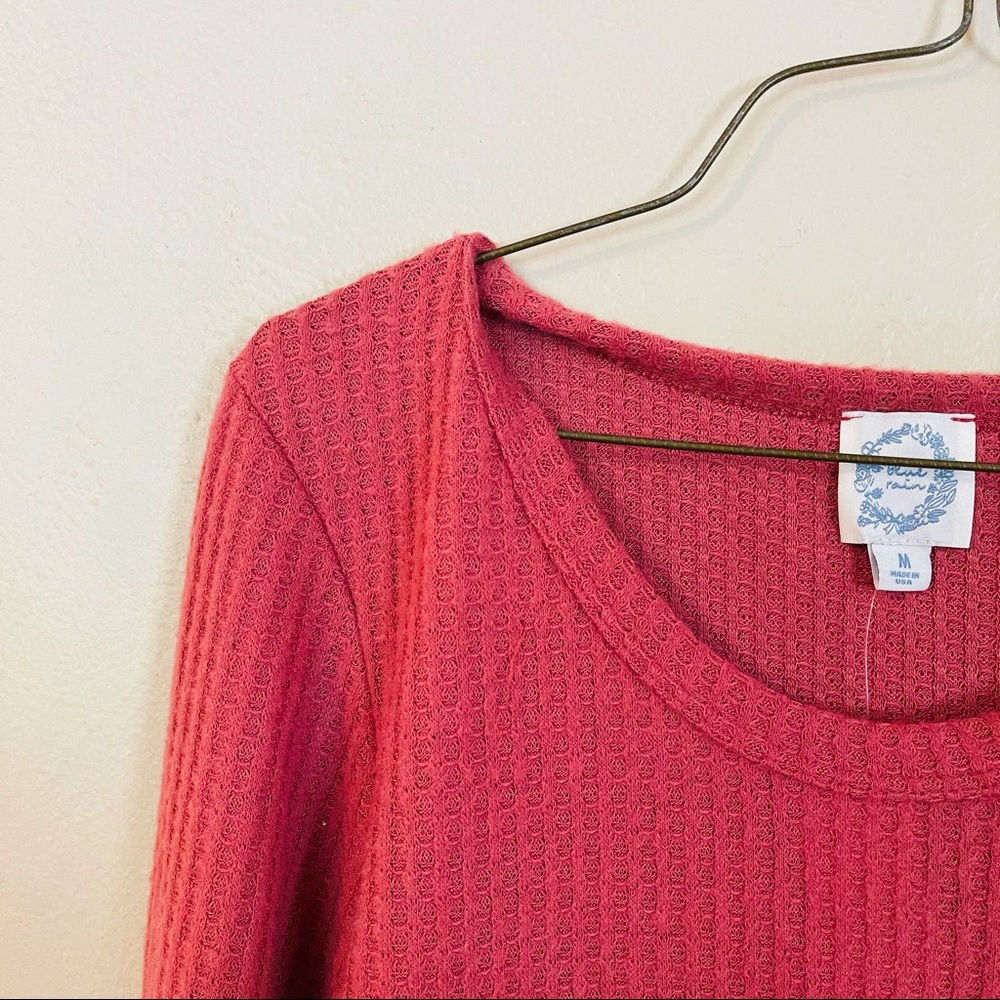 NWT Raspberry Red Peplum Style Knit Top - Picture 2 of 6